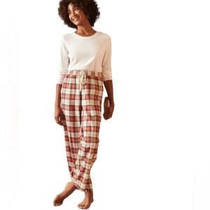 NEW NWT BANANA REPUBLIC Red plaid lightweight Cotton flannel elastic waistband